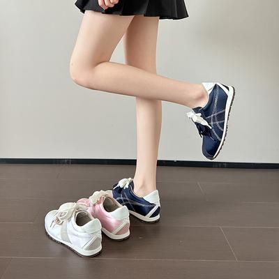 Женская обувь больших размеров 41-43 Балетки Fengde тренировочная обувь Женская обувь с внутренней платформой 2025 Новые дышащие повседневные универсальные маленькие белые туфли