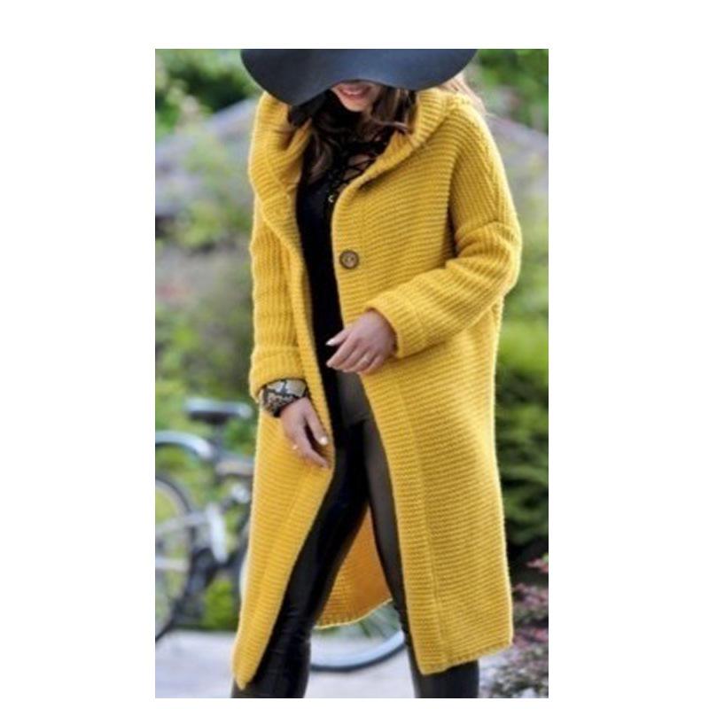 Women's Fashion, Elegant Temperament, Commuting, Extended Length, Oversized Sweater, Spring and Autumn Cardigan, Hooded Jacket