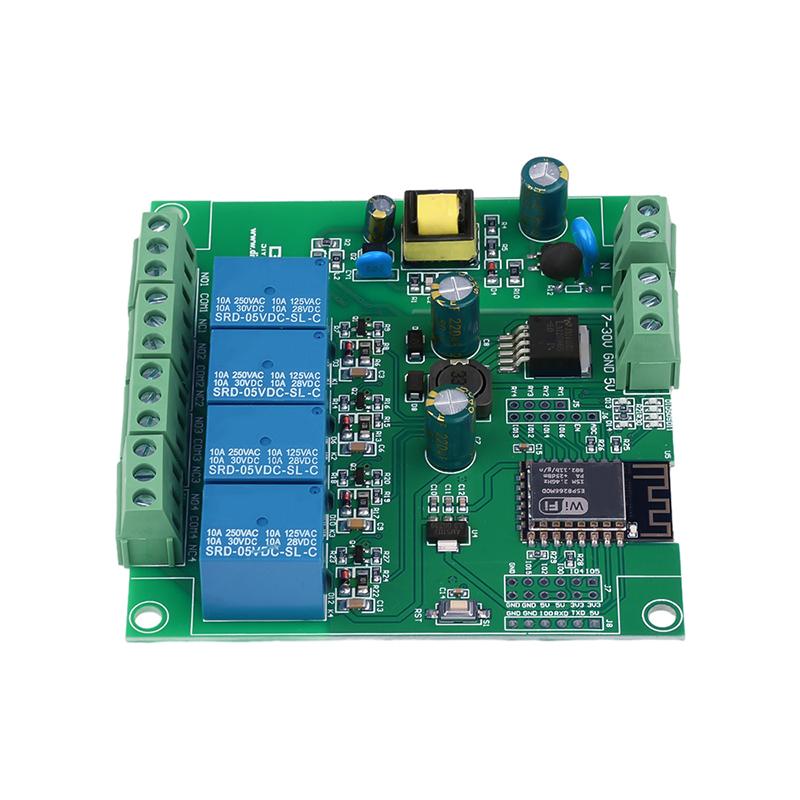 Плата разработки ESP8266 ESP-12F Модуль реле мониторинга напряжения DC7‑12V/5V WiFi 4-канальный Промышленные компоненты AC90-250V