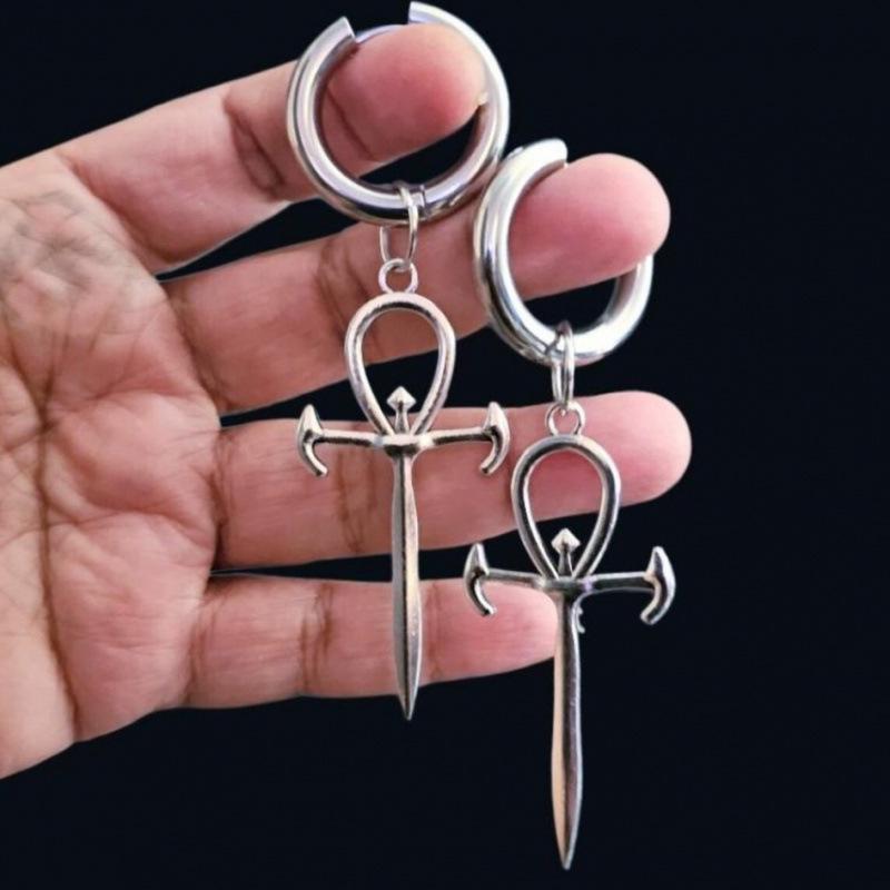 Mysterious Gothic Vampire Cross Earrings