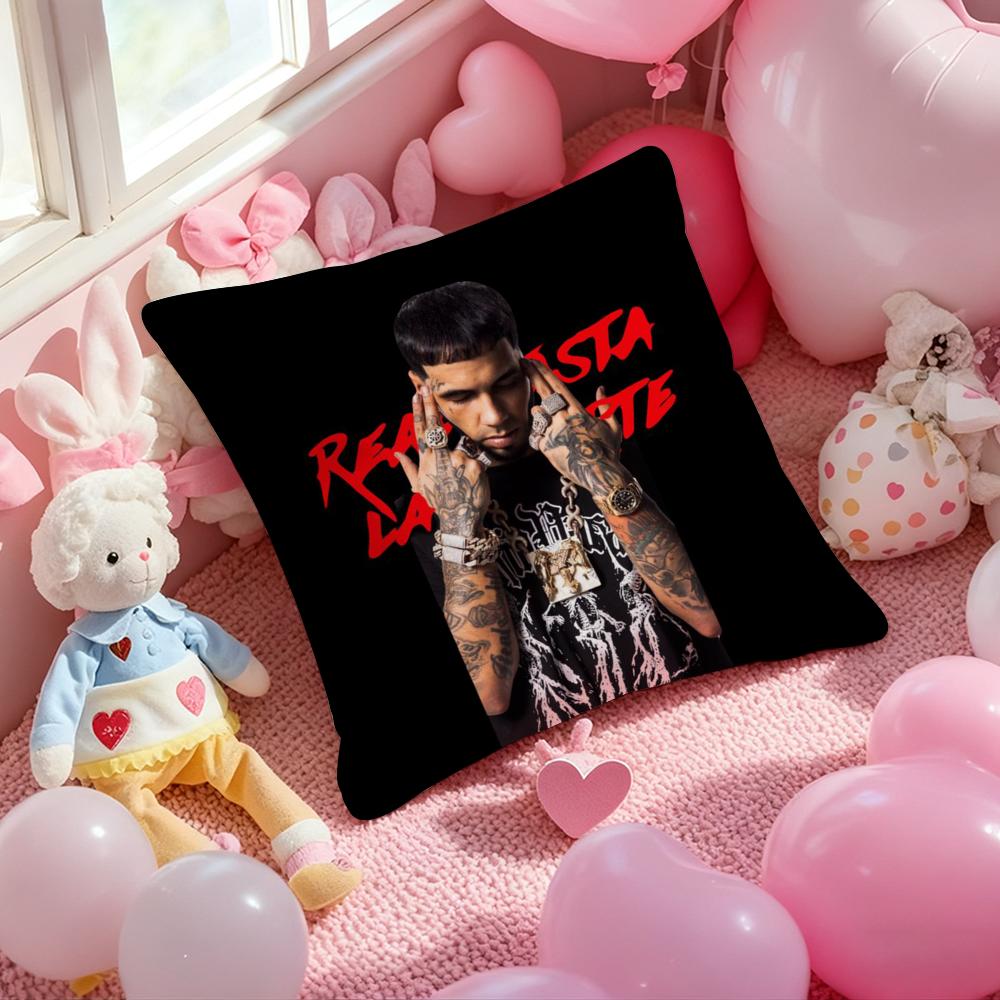 A-Anuel AA Real Hasta La Muerte Cushion Cover Pattern Printed Pillowcase for Living Room Sofa Cushion Cover & Bedroom Decor