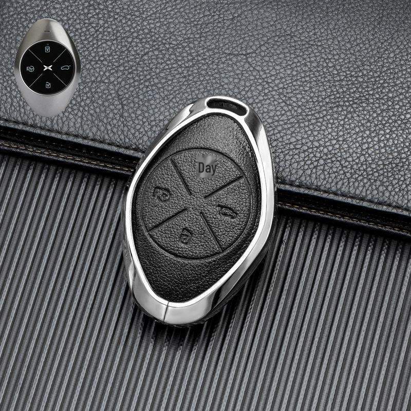 Кожаный чехол для ключа автомобиля с хорошим сигналом для Xiaopeng P7 G9 G3 P5 - Металлический, полная защита, двусторонняя защита