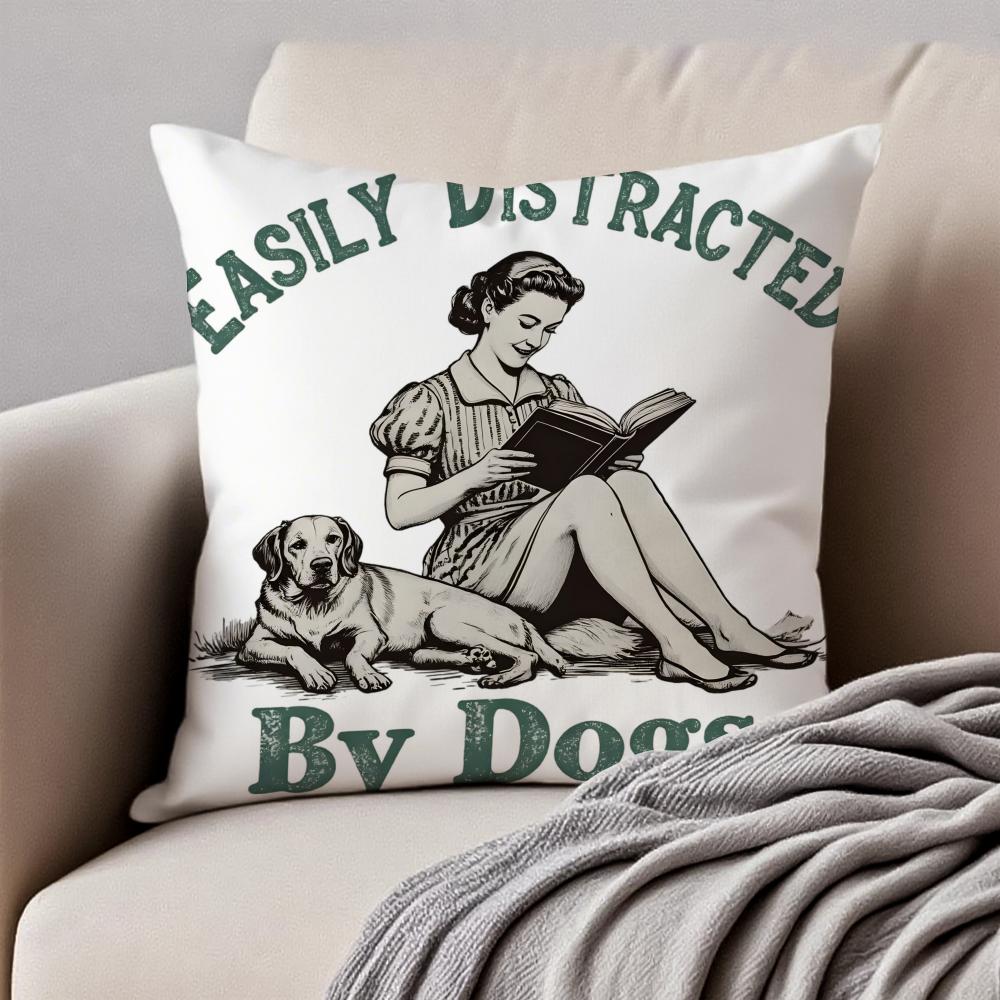 Vintage American Retro Cartoon Style Art Cushion Cover Pillowcase Antidustmite Invisible Zipper Short Plush Sofa Cushion