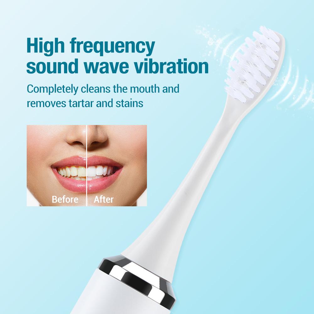Портативная звуковая электрическая зубная щетка для взрослых, умная зубная щетка для отбеливания зубов, USB-перезаряжаемая зубная щетка с 3 сменными головками
