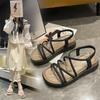 2025 Summer New Roman Sandals Women's Platform Versatile Fashion Fairy Wind Soft Sole Student Non-slip Beach Shoes