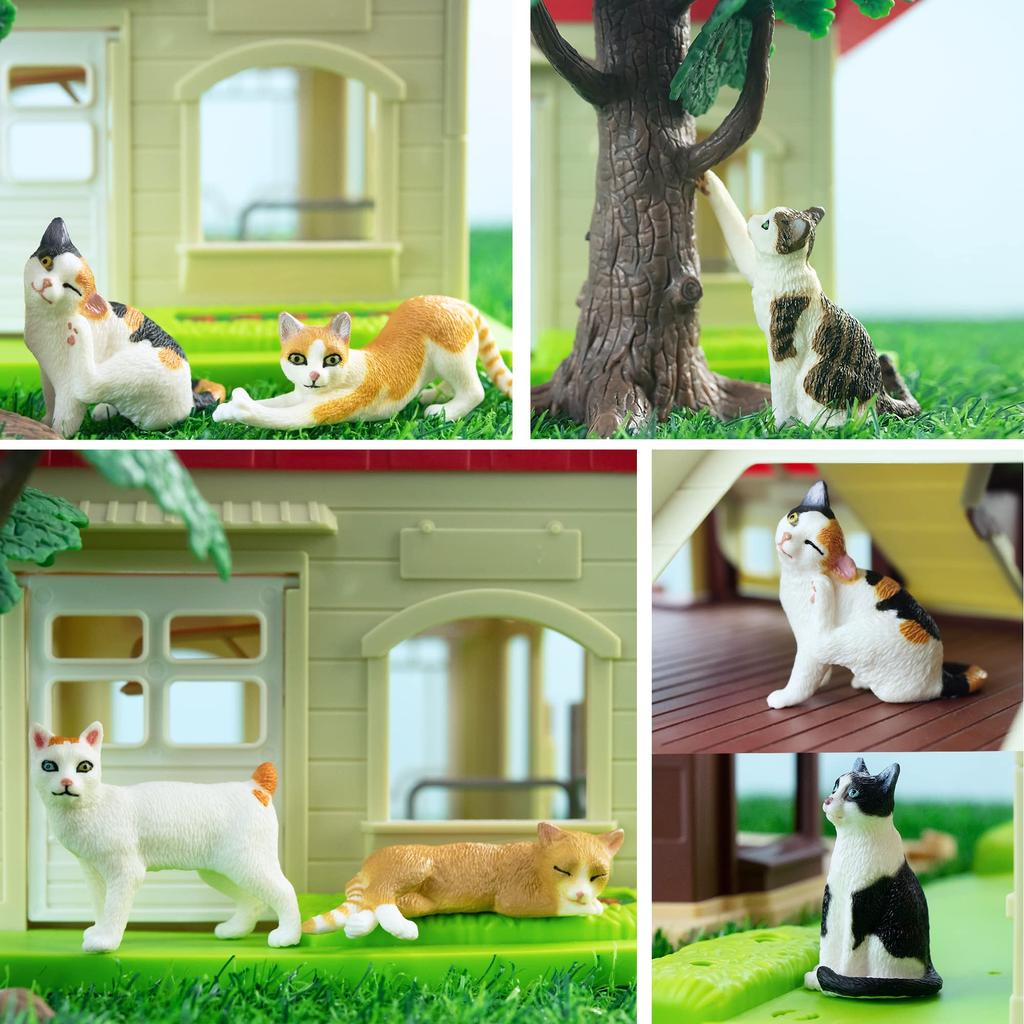 TOYMANY 8 шт. Фигурки кошек, Милые кошки, Реалистичные модели животных, Популярные игрушки-животные, Подарок на день рождения, Рождество, Новый год, Украшение, Коллекция,