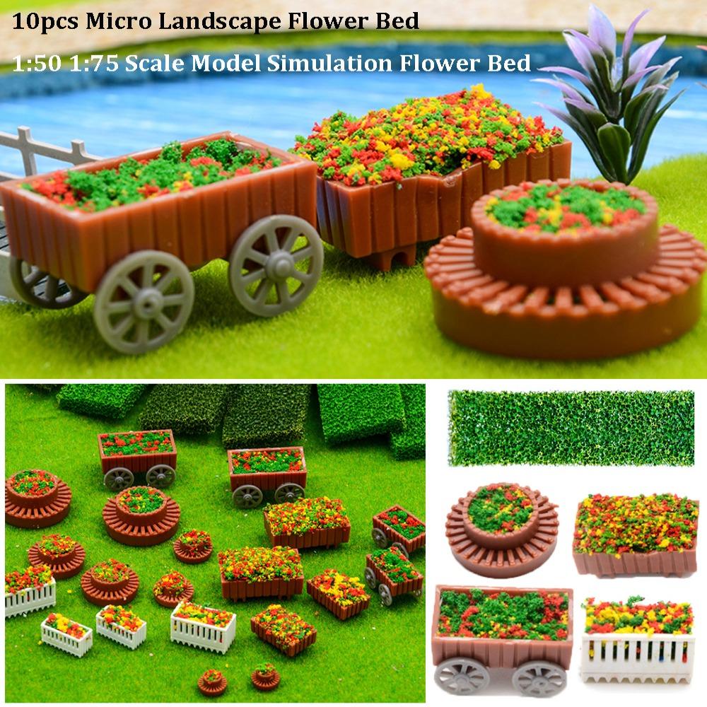 10pcs Plastic Simulation Flower Bed Multistyles Rectangle Flowerbed Park Minihouse Accessories