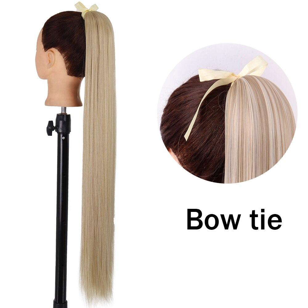 XINRAN Женский супер длинный прямой парик с хвостиком, красочный галстук-бабочка на липучке, наращивание волос с конским хвостом, синтетический термостойкий конский хвост
