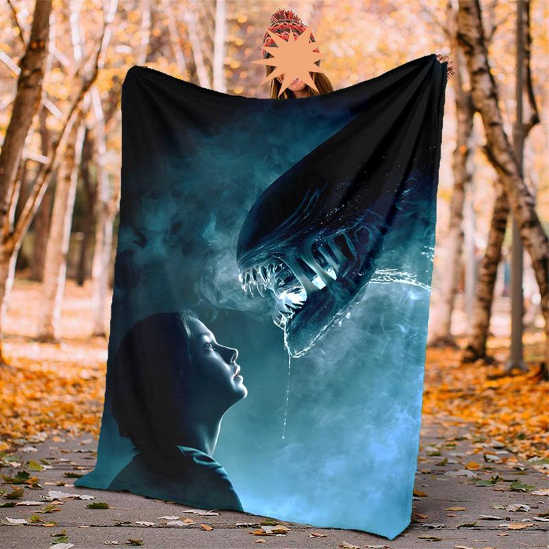 Alien Flannel Blanket Soft Warm All-Season Throw, Design for Camping, Car Travel, Hiking Sofa, Bed, Office Perfect Gift for Parties