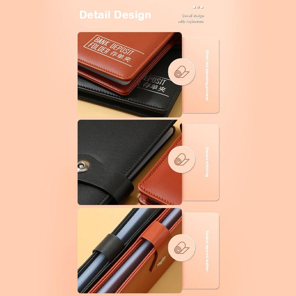 Transparent Inner Page Deposit Collection Book PU Leather Bill Storage Bank Deposit Folder