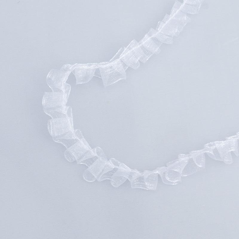 1cm Wide Transparent Chiffon Ribbon Lace Pet Clothing Hat Accessories Handmade Decorative Materials Ruffled Lace Ribbon Bow DIY Flower Handmade