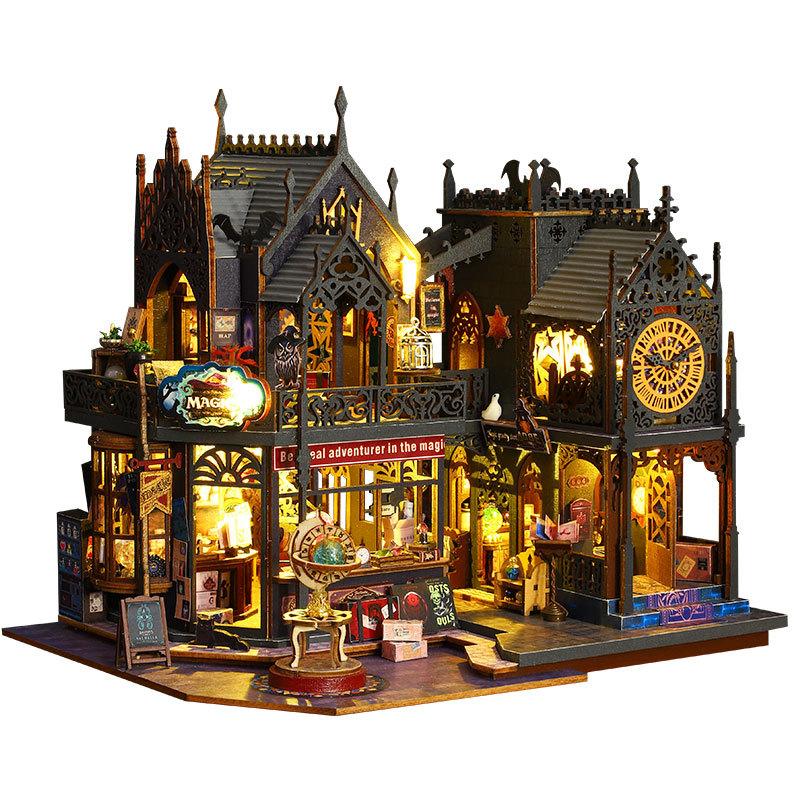 DIY Miniature House Hollow Magic City Handmade Villa Model Kit Stress Relief Birthday Gift for Men and Women