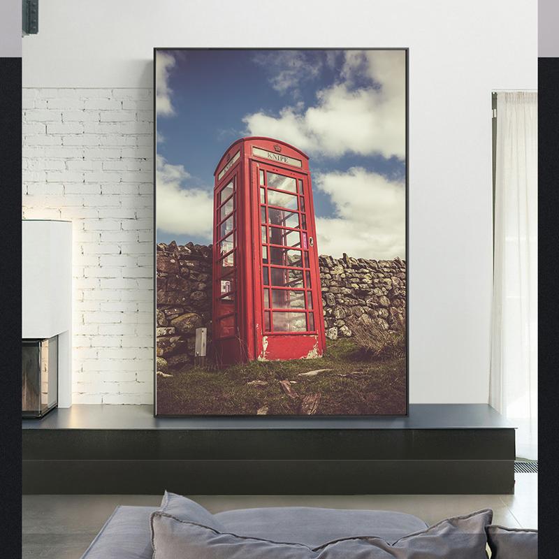 Лондонская улица, настенная живопись, красная телефонная будка, картины, городские серые картины, краска, печать на холсте для декора гостиной, без рамки