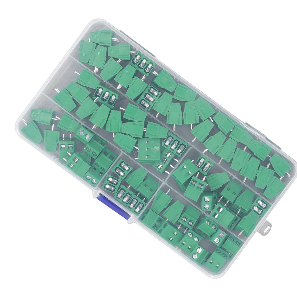 80 шт. Винтовая клеммная колодка Латунный штырь Шаг 5 мм Монтаж на печатную плату Соединитель для проводки для электрических проектов KF128 2P 3P