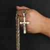 Male Crucifix Jesus Christ Holy Cross Pendant Necklace Stainless Steel Crystal Christian Byzantine Chain Necklaces Jewelry Gift