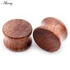 Alisouy 2PCS Натуральное дерево Круглая вогнутая поверхность Расклешенные ушные туннели Пробка Расширитель Растяжитель Измерители Серьги Пирсинг Украшения для тела