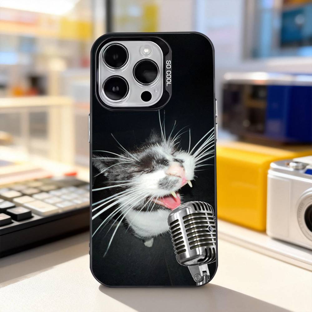 Забавный чехол для телефона с кошачьими мемами для iPhone 11, 12, 13, 14, 15, 16, 17, Pro, Max, Plus, E, Air, Mini, матовый черный IMD.