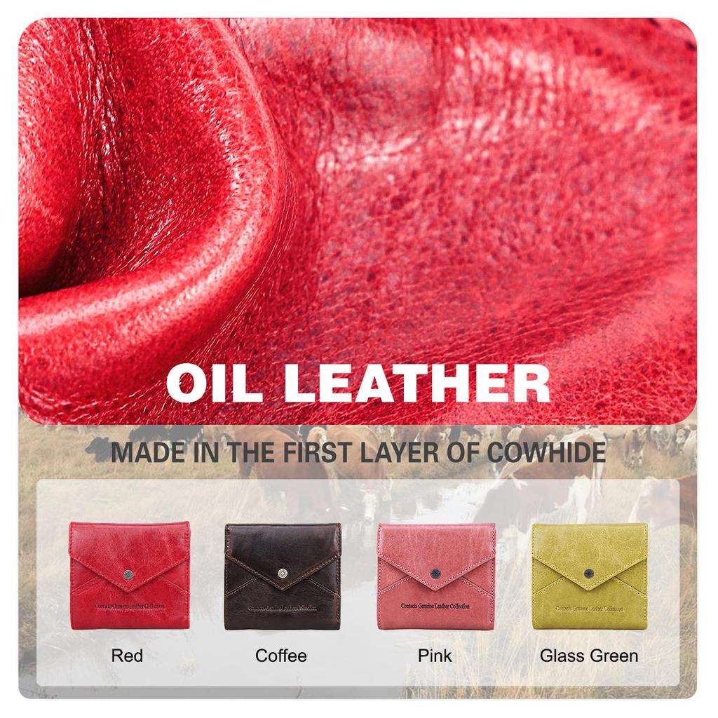 Женский кошелек из натуральной кожи CONTACT'S, короткий дизайнерский женский кошелек на молнии с держателем для карт, женская сумка для денег, карман для монет