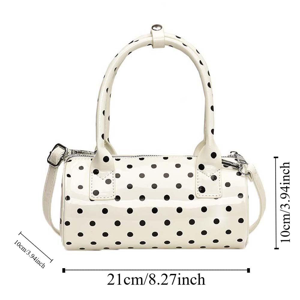 Korean Style Polka Dot Cylindrical Bag Polyester PU Shoulder Bag Spicy Girl Handbag  School
