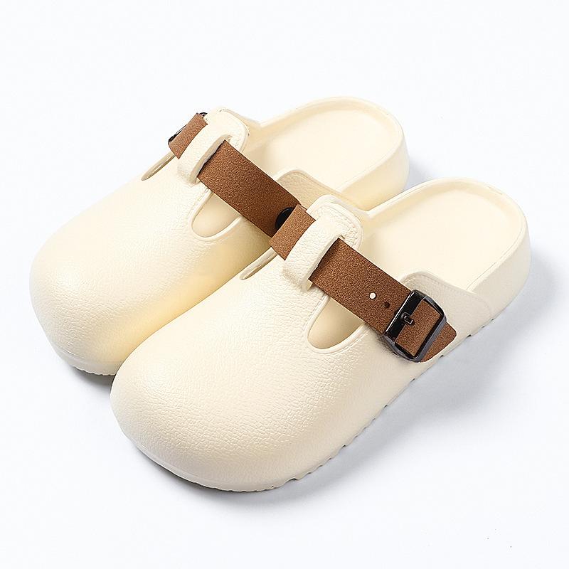 Женские летние полутапочки с закрытым носком, легкие одинарные туфли с пряжкой, сандалии на толстой подошве для ношения на улице