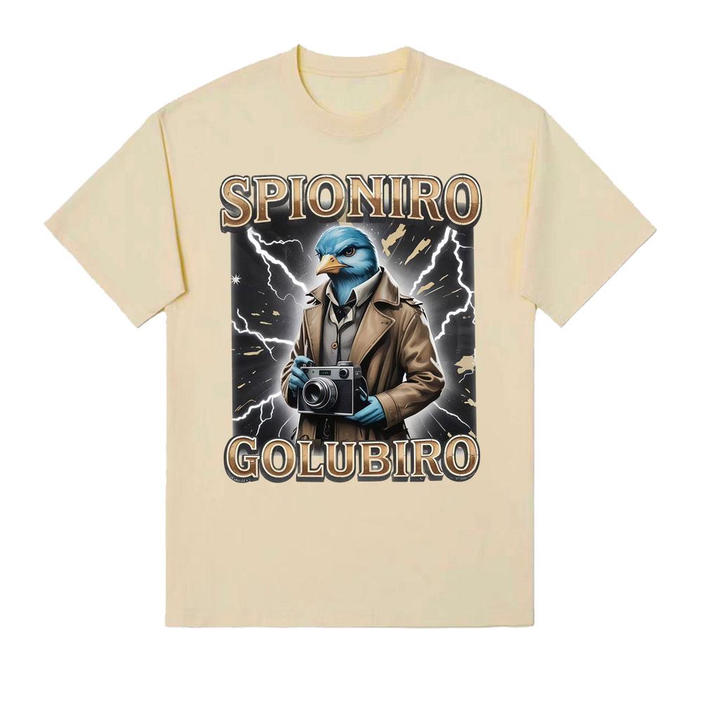 Funny Italian Brainrot Spioniro Golubiro Meme T-shirt Men Women Gothic Fashion Humor Style T Shirt Casual Cozy Short Sleeve Tees