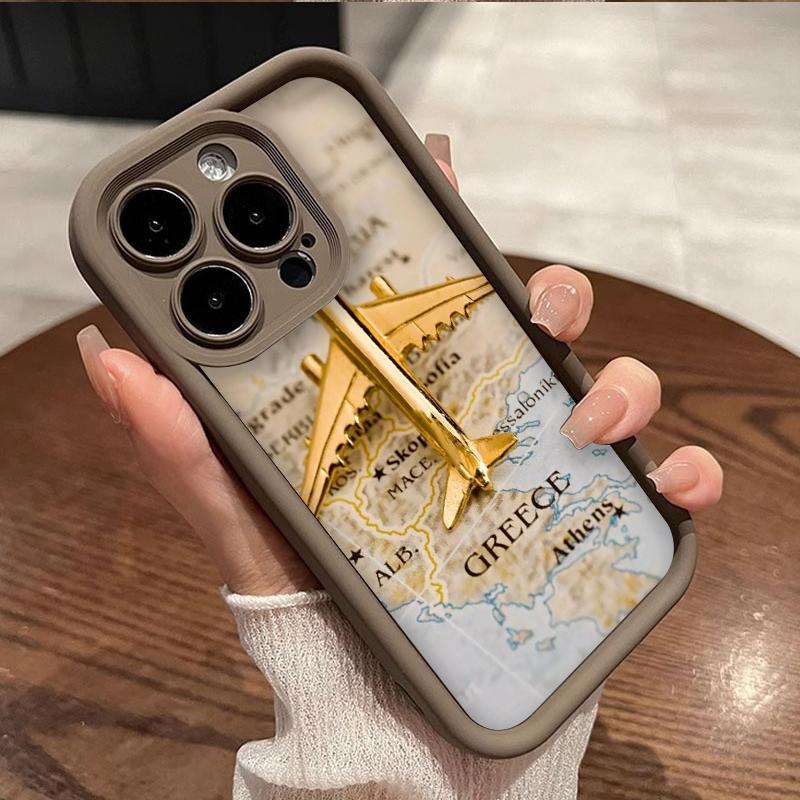 Чехол для телефона Wanderlust World Map Travel Route Art для серии iPhone 17 16 15 14 13 12 11 Pro Max Plus Двухслойная защита