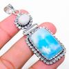 Larimar, Rainbow Moonstone Gemstone 925 Sterling Silver Jewelry Pendant 2.52"