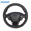 Автомобильный чехол на руль для Ford Mondeo Ford Focus 3 2015-2018, оплетка на руль, черная искусственная кожа, сшитая вручную