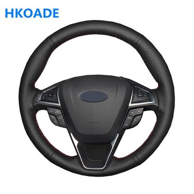 Автомобильный чехол на руль для Ford Mondeo Ford Focus 3 2015-2018, оплетка на руль, черная искусственная кожа, сшитая вручную