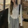 Long-sleeved T-shirt for Women In Spring and Autumn Slim Korean Style Base Shirt Short Student Top