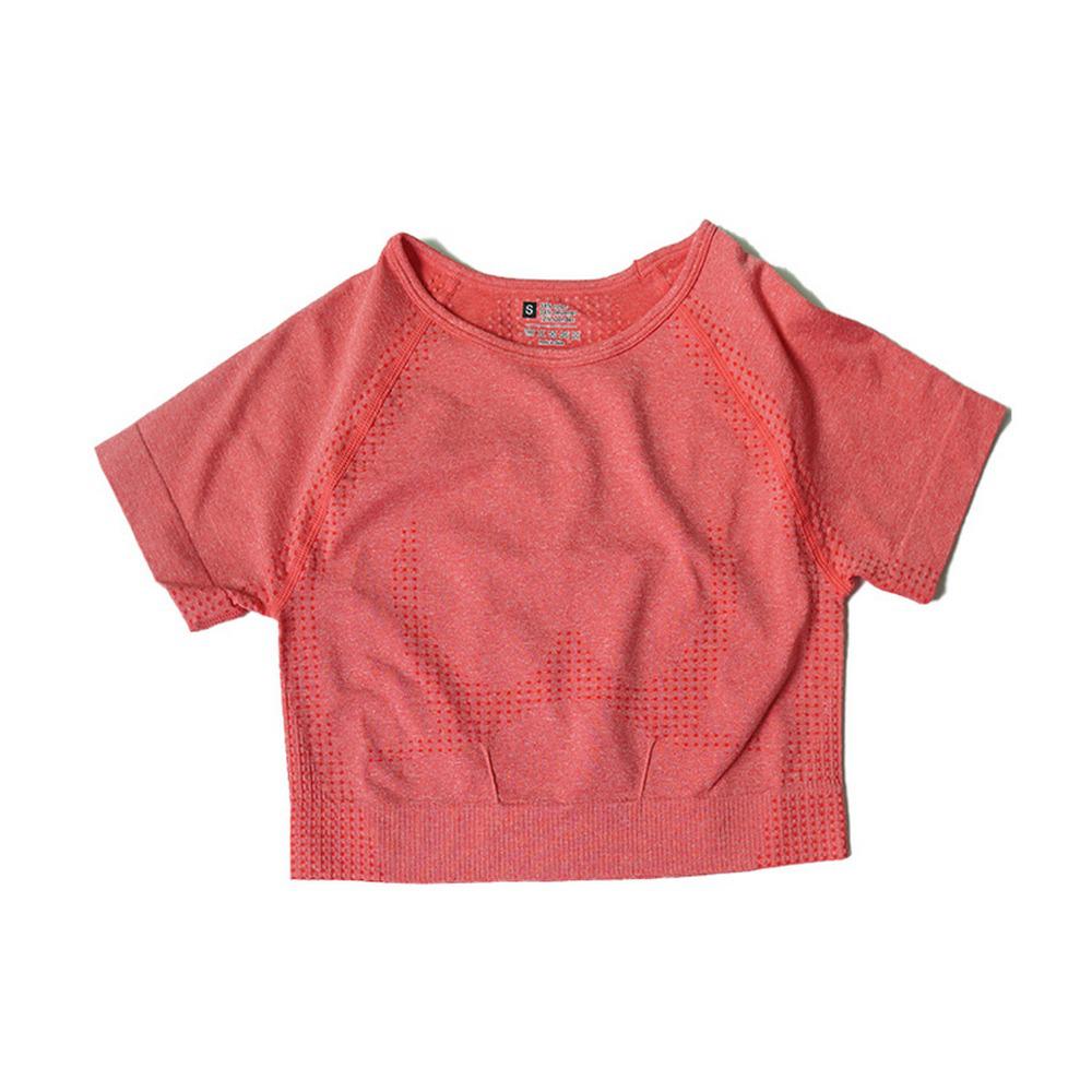 Женский бесшовный костюм для йоги с коротким рукавом - Влагоотводящая, быстросохнущая фитнес-футболка