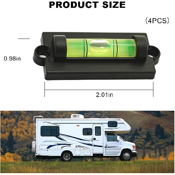 4 PCS RV Standard Levels, Bubble Spirit Level RV Standard Level Indicators Tool with Mounting Holes, Universal Spirit Leveling Tools for Tripod