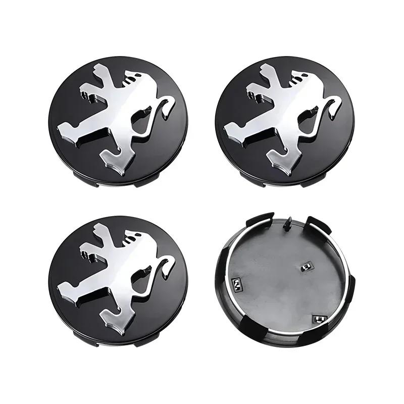 2026 Hot Car Sticker 4pcs 60mm Wheel Center Cap Logo Hub Cover Badge Emblem For Peugeot 2008 3008 307 308 206 207 208 407 508 50