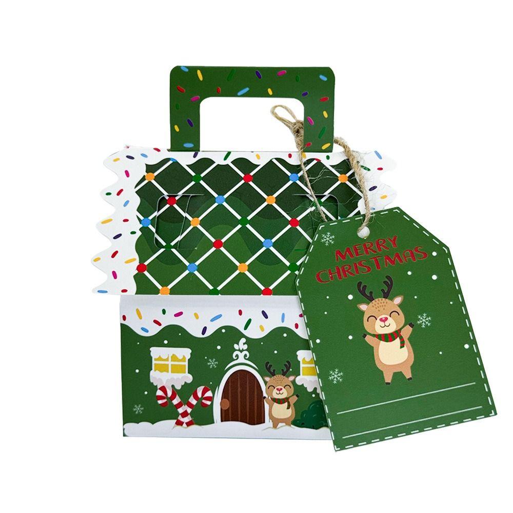 24 Pcs Kraft Paper Christmas Gift Boxes Presents Gable Cookie Candy Bags Surprise Gift Packaging