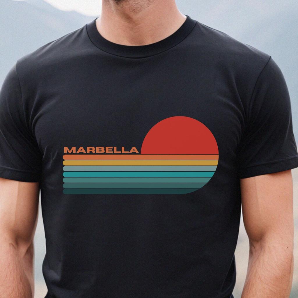 Летняя футболка для отпуска, Ретро-футболка Marbella, Унисекс подарок на каникулы