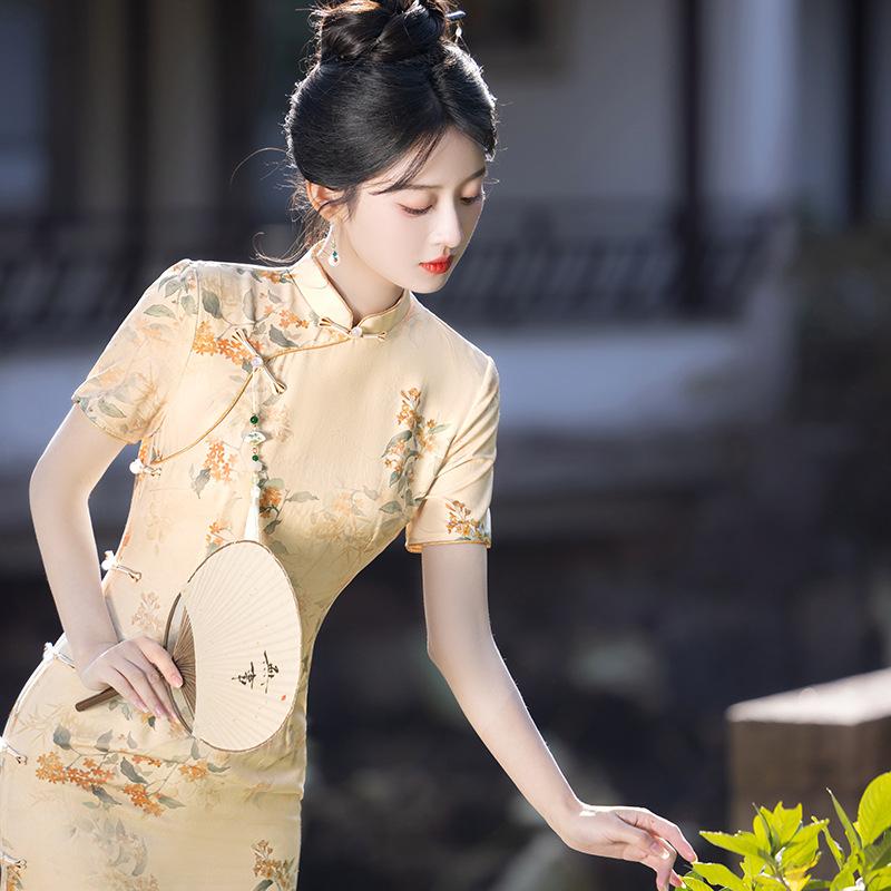New Chinese cheongsam 1011 new retro young girl temperament medium and long improved daily summer