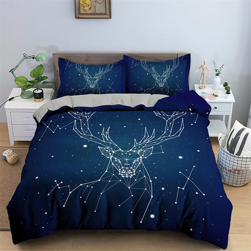 3D Galaxy King Queen Duvet Cover Starry Sky Bedding Set Soft Universe Quilt Cover Outer Space Dark Blue 2 3pcs