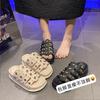 Beach Casual Height-increasing Muffin Thick-bottomed Cool Slippers 2025 Summer New Rivets Fashionable Versatile One-word Slippers Women