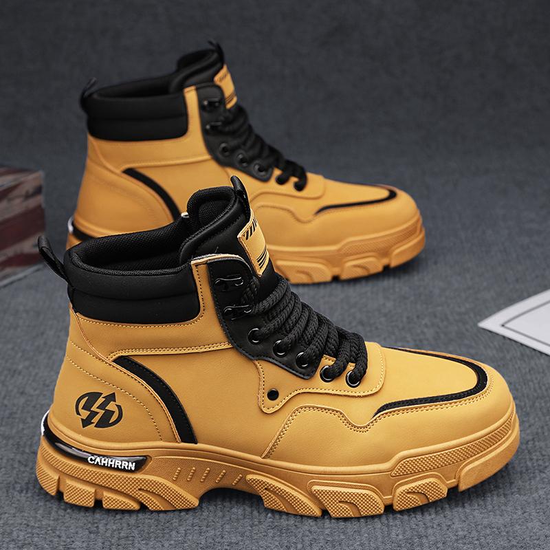 Новые модные осенние и зимние мужские высокие ботинки martin для студентов, трендовые рабочие туфли на мягкой подошве для мальчиков, кроссовки Martin с защитой труда