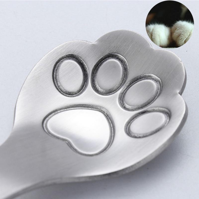 Десертная металлическая ложка в форме кошачей лапки