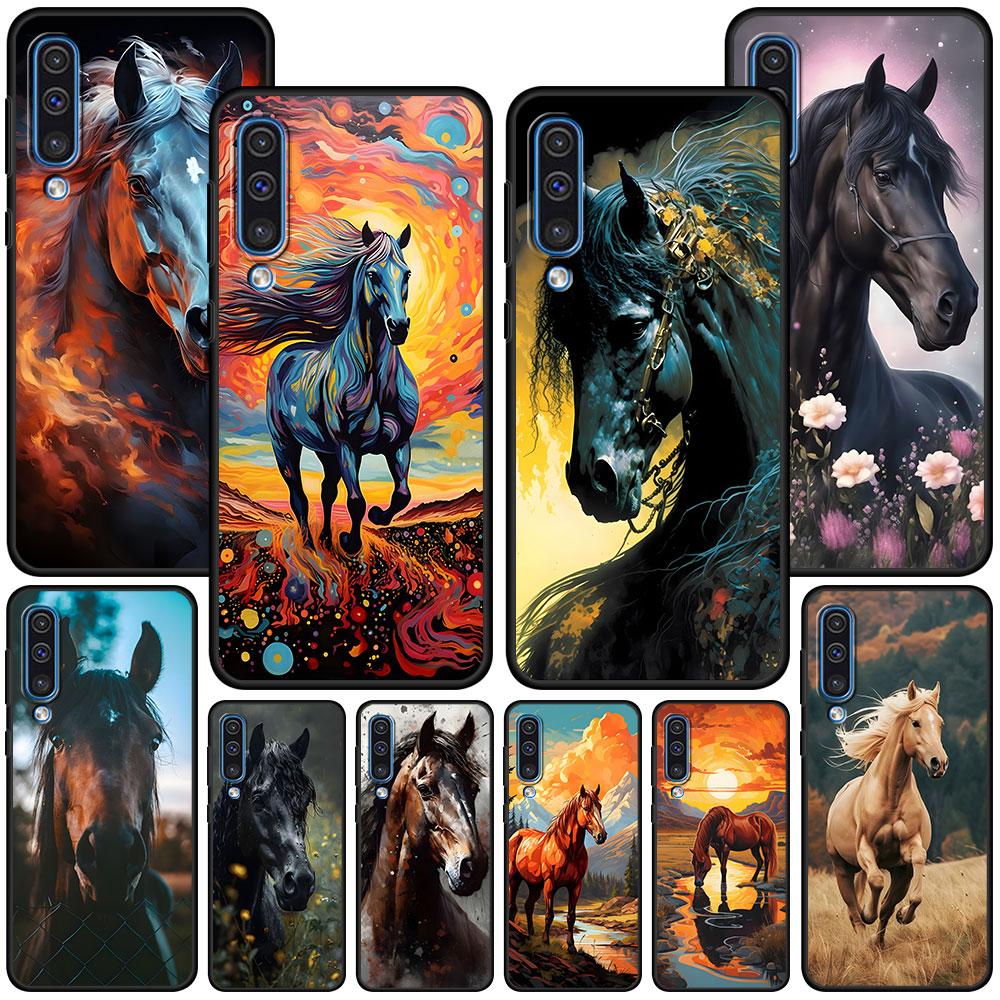 Чехол с лошадью для Samsung Galaxy A10s A50 A50s A02s A03s A20 A30 A20e A70 A70s A20s A30s A10 A40 A04 A04s A03 TPU Черный Чехол для Телефона