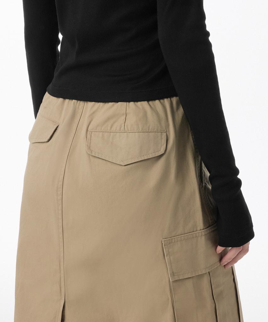 Musinsa Standard Woman Women'S Cargo Elastic Midi Skirt [Beige]