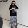 Dimanaf Summer Shirt Dress Women Loose Dress Chiffon Beach Floral Casual Vintage Female Dresses O-Neck