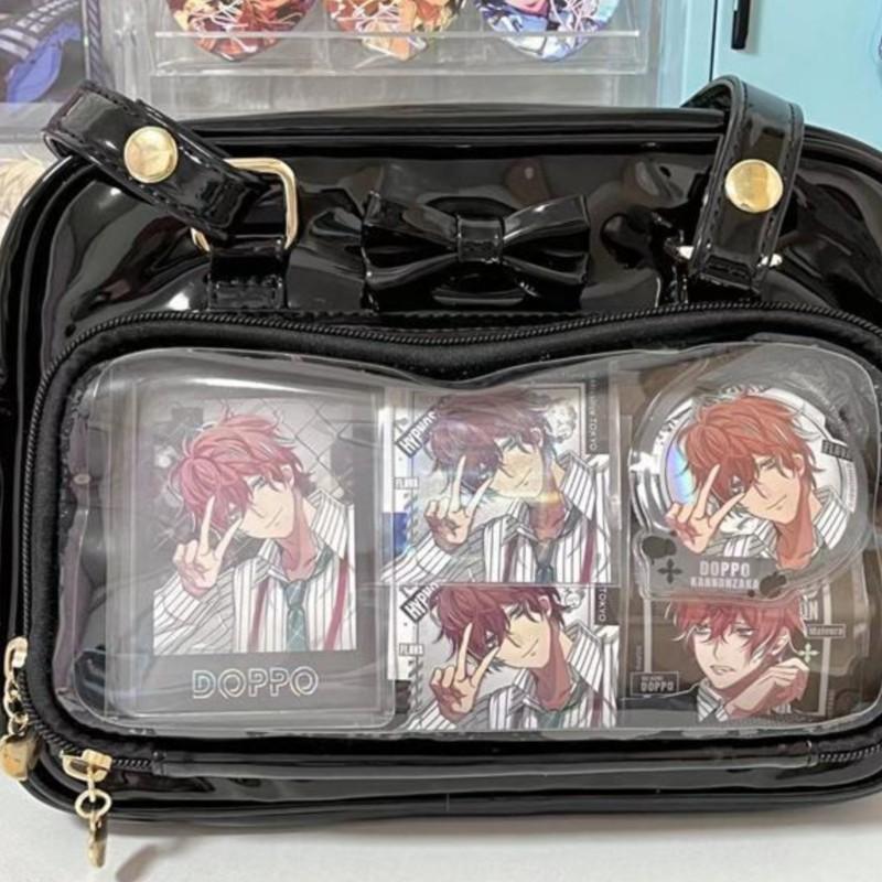 JIAERDI Sweet Bow Black Ladies Ita Bag Square Leather Tote Bag Women Harajuku Large Capacity Transparent Shoulder Bag Y2k 2025