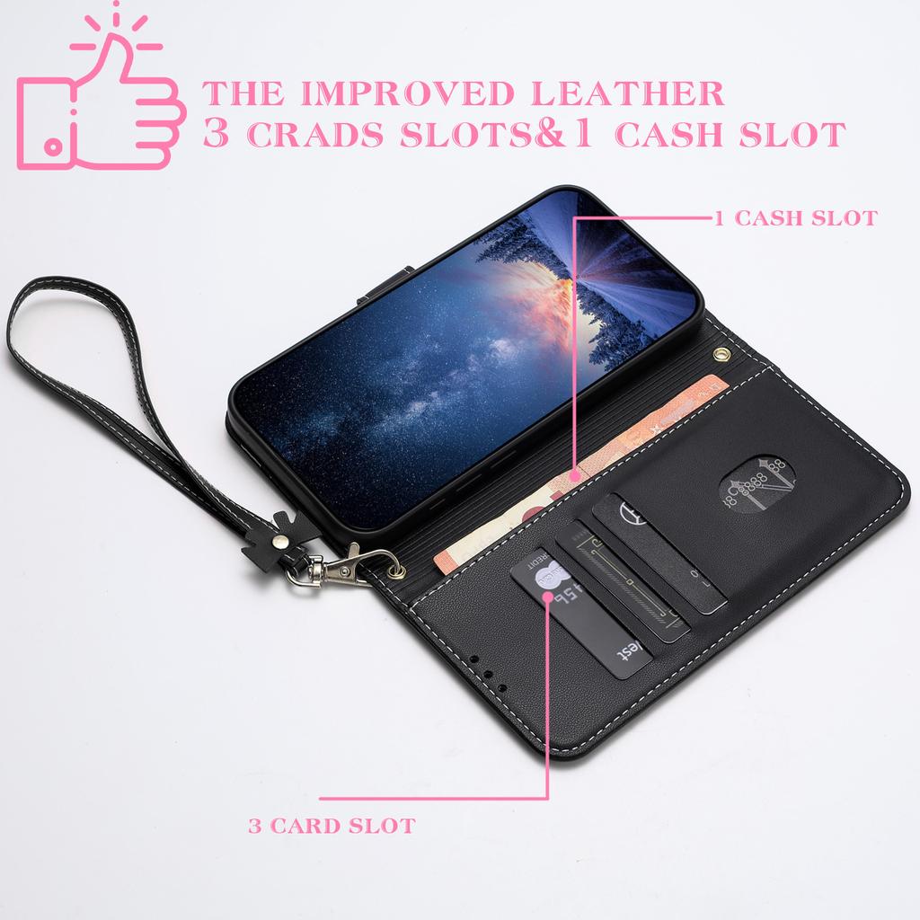 For Samsung Galaxy A07/A06 4G/5G Case Bowknot Decor Wallet Leather Phone Cover with Wrist Strap