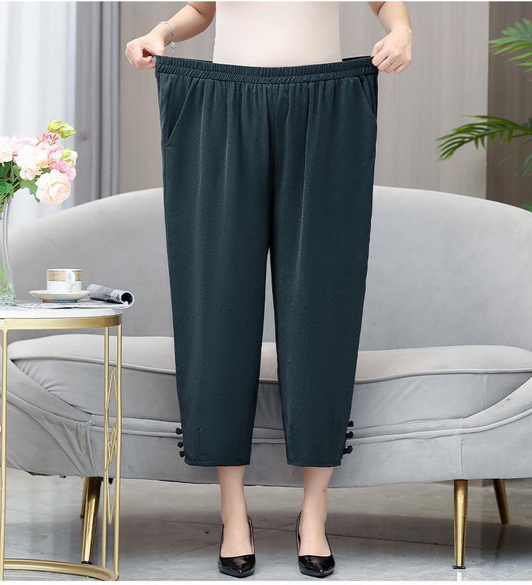 Летний комплект больших размеров с коротким рукавом для женщин среднего и пожилого возраста - Свободный облегающий костюм-двойка