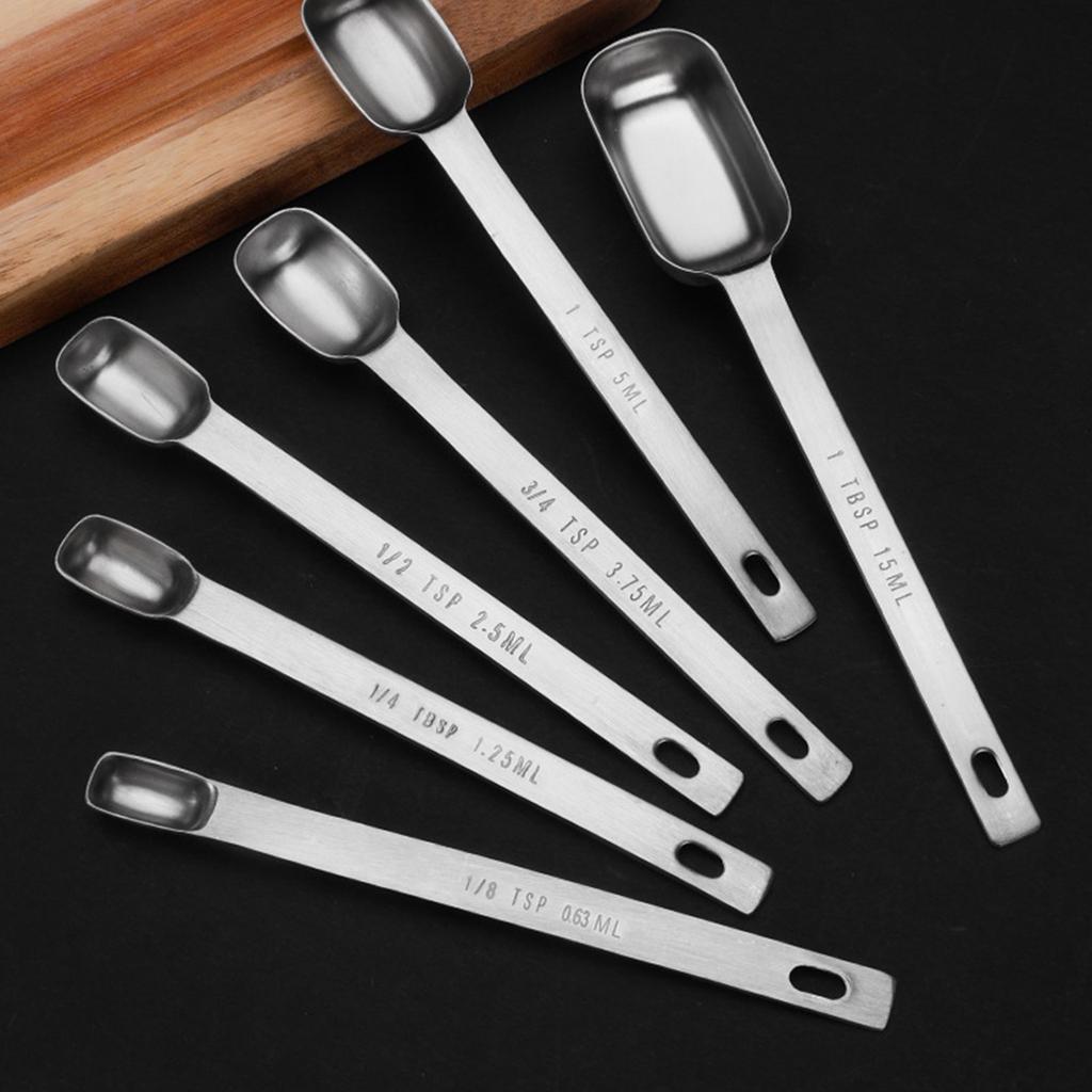 Набор из 6 мерных ложек из нержавеющей стали для сухих и жидких ингредиентов Точные мерные ложки Кухонные гаджеты