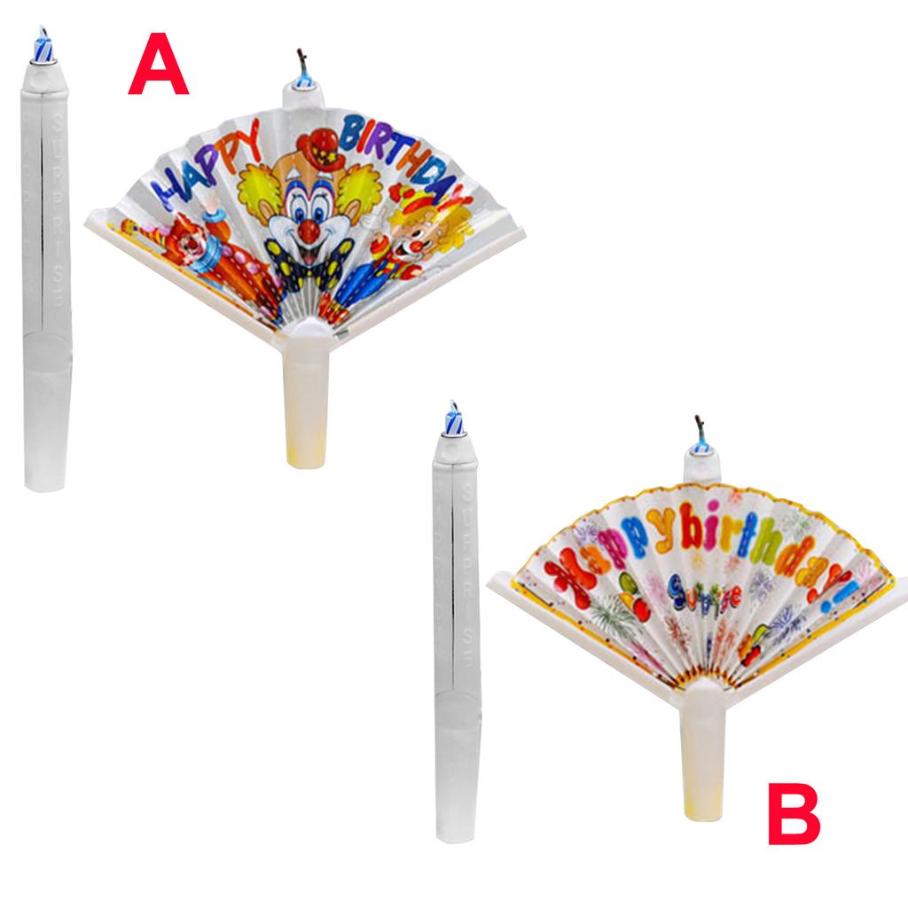 New Birthday Candle With Joker Fan Banner Funny Wishing Candle Birthday Cake Candle Decor Clown Pattern Candles Surprise Candles