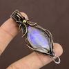 Радужный лунный камень Ручная работа Медная проволока Обернутый кулон Ювелирное изделие 2,35" g6G96