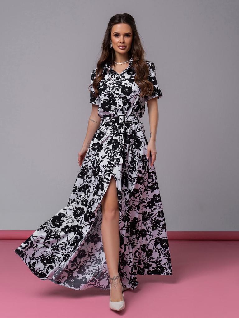 Длинное платье-рубашка в цветочек ISSA Plus